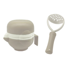 Load image into Gallery viewer, Space saving stackable baby food preparation set in neutral color.