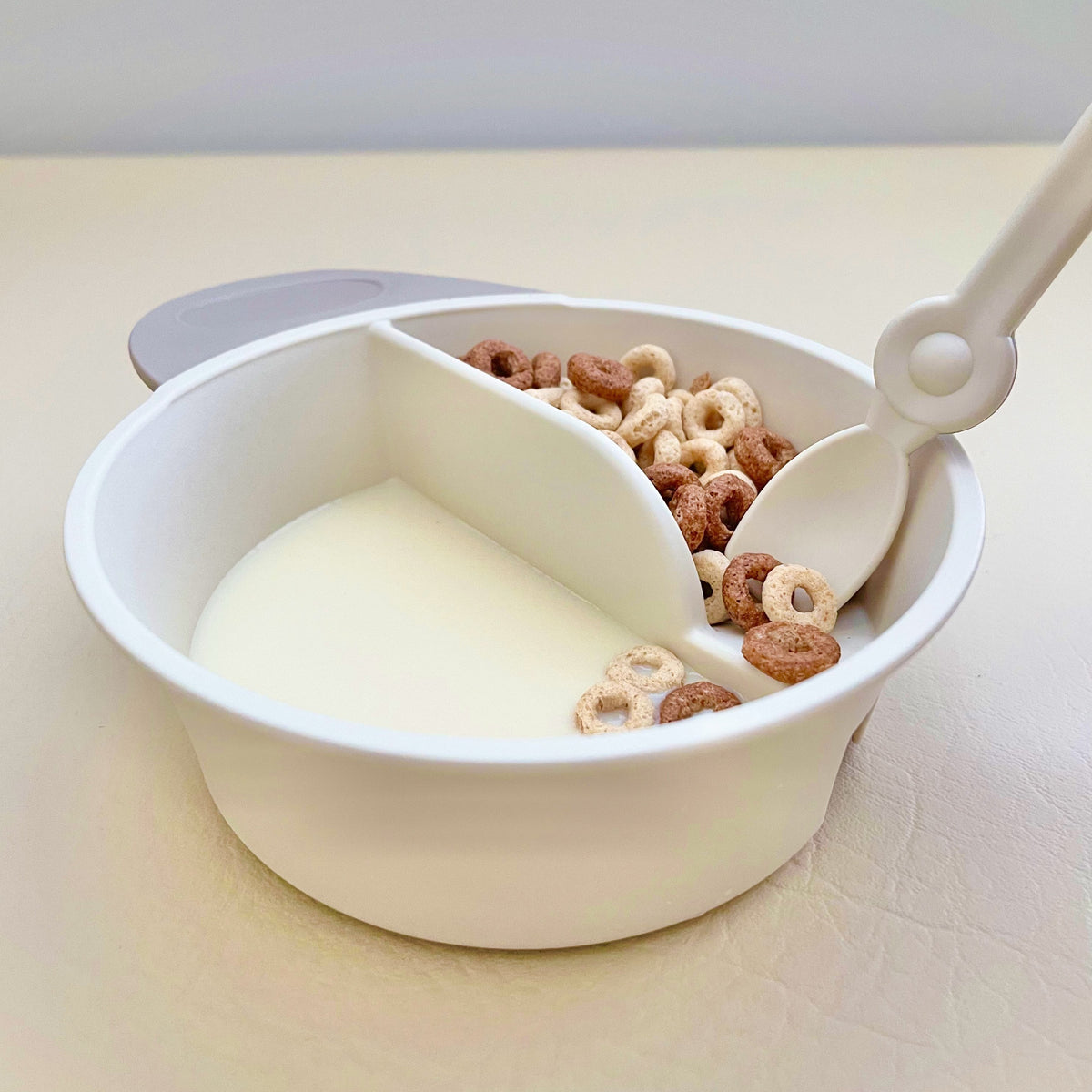 Fun Bowl Sectioned Cereal Bowl with Beige Handle