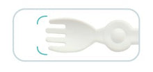 Load image into Gallery viewer, Rounded edges of baby fork are gentle on baby's gums. This is a baby safe utensil.